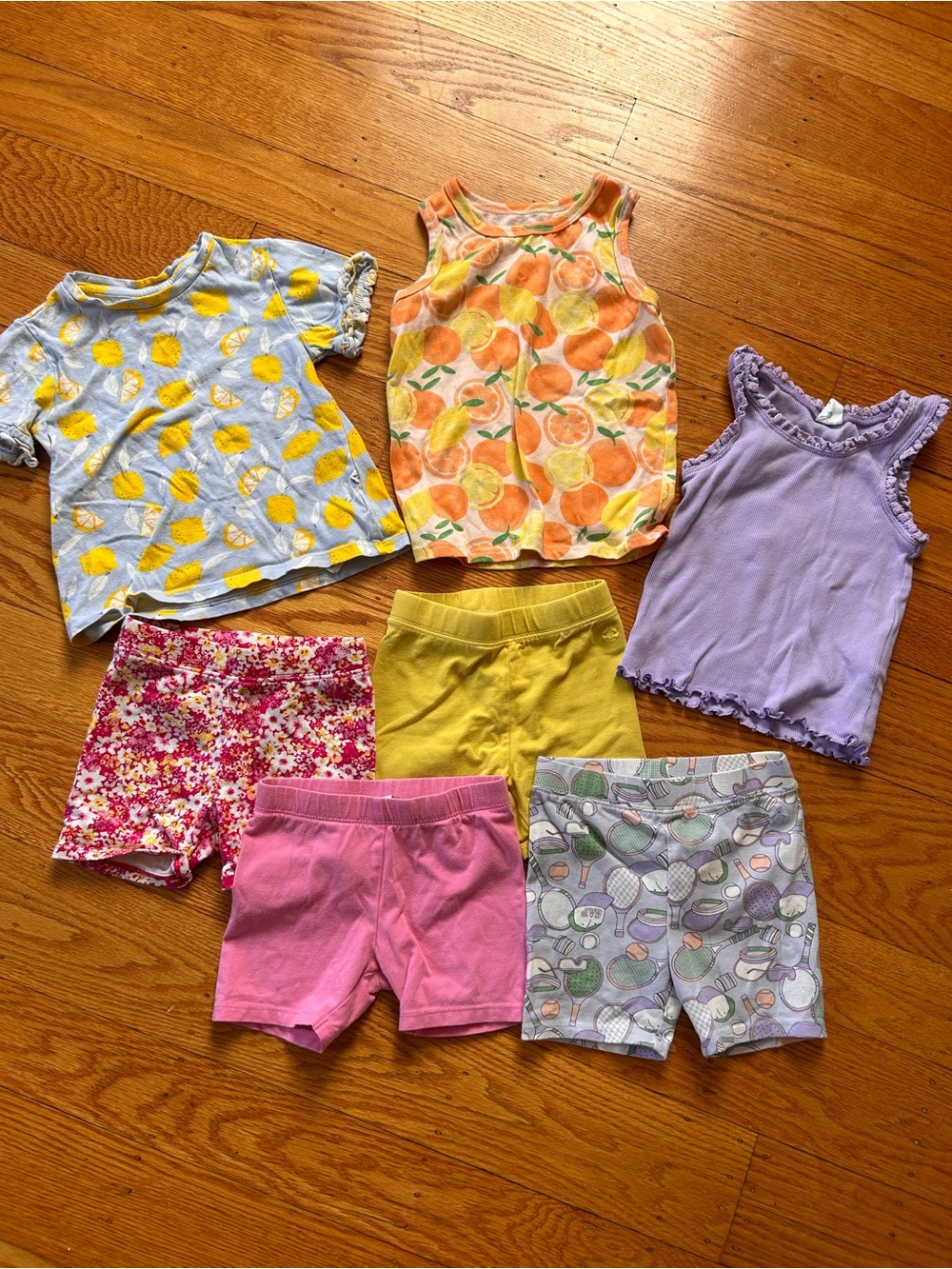 3T Girls Summer Top & Shorts Mix — Citrus, Yellow, Lavender & Pink